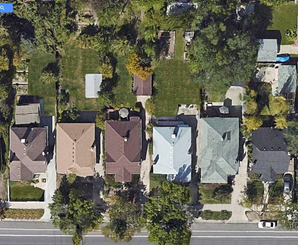 Downtown House with a Big Back Yard Aerial View